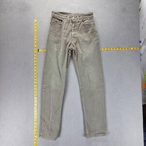 Vintage‎ Levis 501 Jeans Mens Green Straight Button Fly Made In USA Fits 27x30